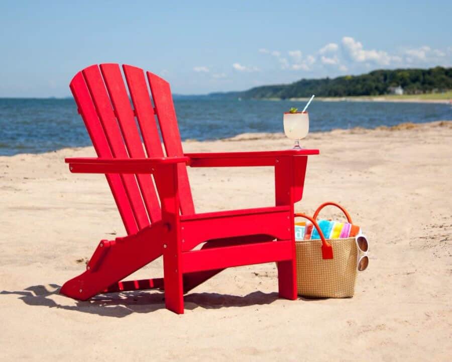 red chair on the beach